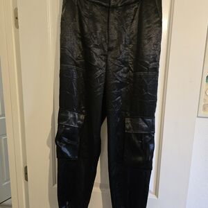 Guess Black Satin Jogger Cargo Pants Highwaisted